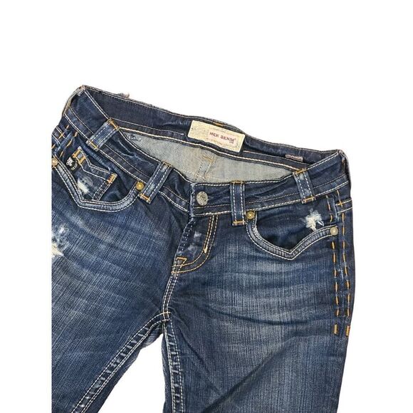 MEK Jeans Denim DARK Blue OAXACA Jeans, Boot Cut By Miss Me | 28 Big Stitch EUC - Picture 5 of 15